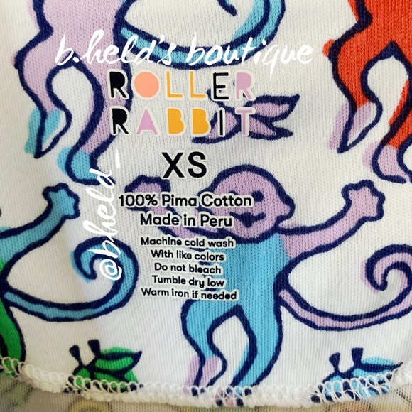 Roller Rabbit Disco Monkey Polo Pajamas in Rainbow Size X-Small XS New NWT - Picture 6 of 16